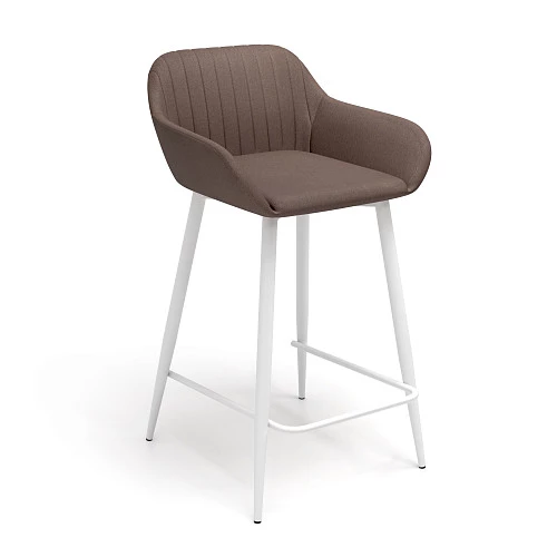 Стул для кухни Индиго Барный каркас Белый Ткань Рогожка Sherlok SHE 238