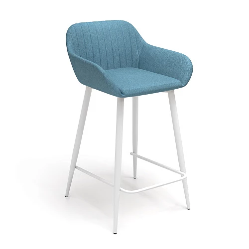 Стул для кухни Индиго Барный каркас Белый Ткань Рогожка Sherlok SHE 750