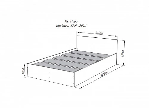 Кровать Мори КРМ 1200.1 1,2 м, настил ЛДСП Графит