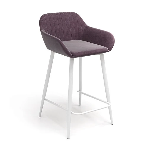 Стул для кухни Индиго Барный каркас Белый Ткань Велюр Ultra Plum