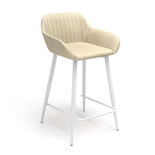 Стул для кухни Индиго Барный каркас Белый Ткань Рогожка Sherlok SHE 110