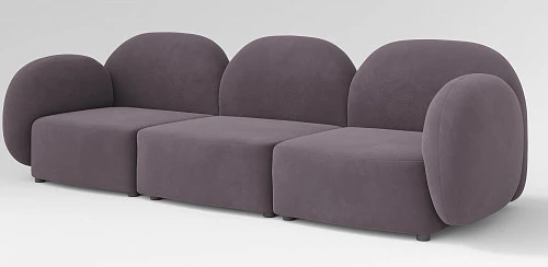 Диван прямой трехмодульный Калипсо Велюр Ultra Plum