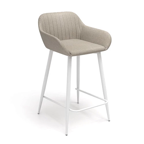 Стул для кухни Индиго Барный каркас Белый Ткань Рогожка Sherlok SHE 932