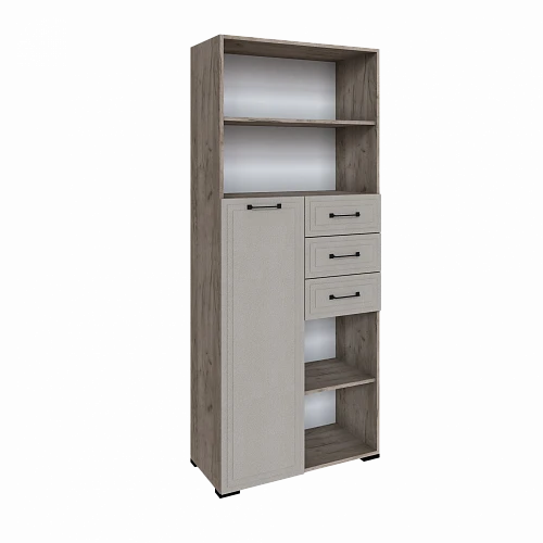 Стеллаж для подростковой Бруклин 80  ДС 1 Дуб крафт серый/ Лофт капучино